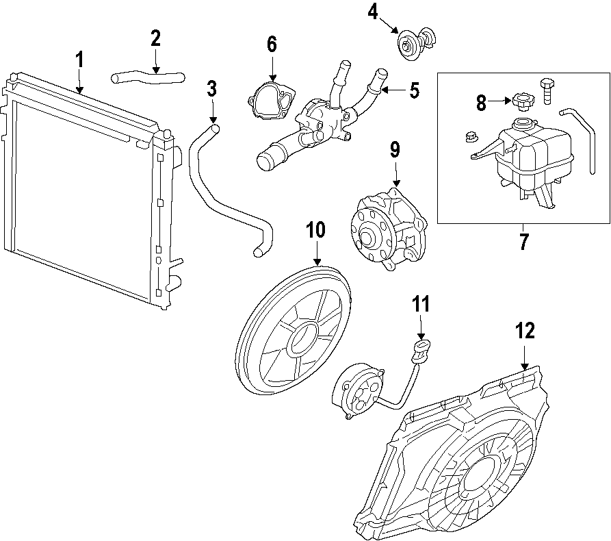 Diagram COOLING SYSTEM. COOLING FAN. RADIATOR. WATER PUMP. for your 2002 GMC Sierra 2500 HD 8.1L Vortec V8 A/T RWD SL Standard Cab Pickup Fleetside 