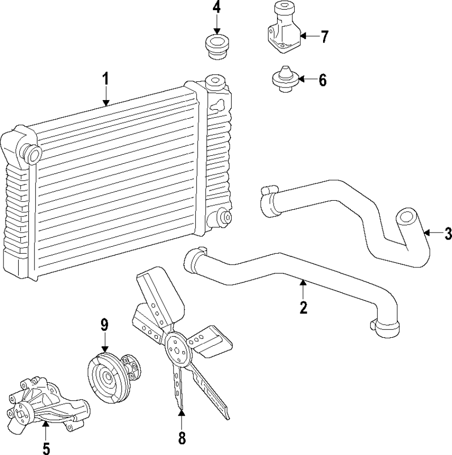 Diagram COOLING SYSTEM. COOLING FAN. RADIATOR. WATER PUMP. for your 2022 Chevrolet Equinox   