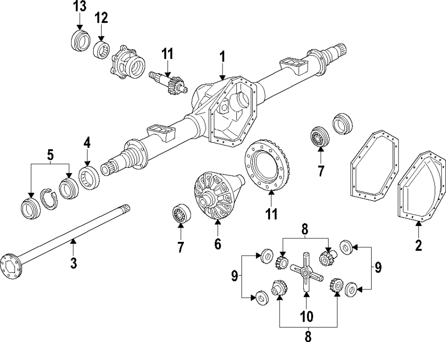 Diagram REAR AXLE. DIFFERENTIAL. PROPELLER SHAFT. for your 2012 GMC Sierra 2500 HD 6.6L Duramax V8 DIESEL A/T RWD SLE Crew Cab Pickup 