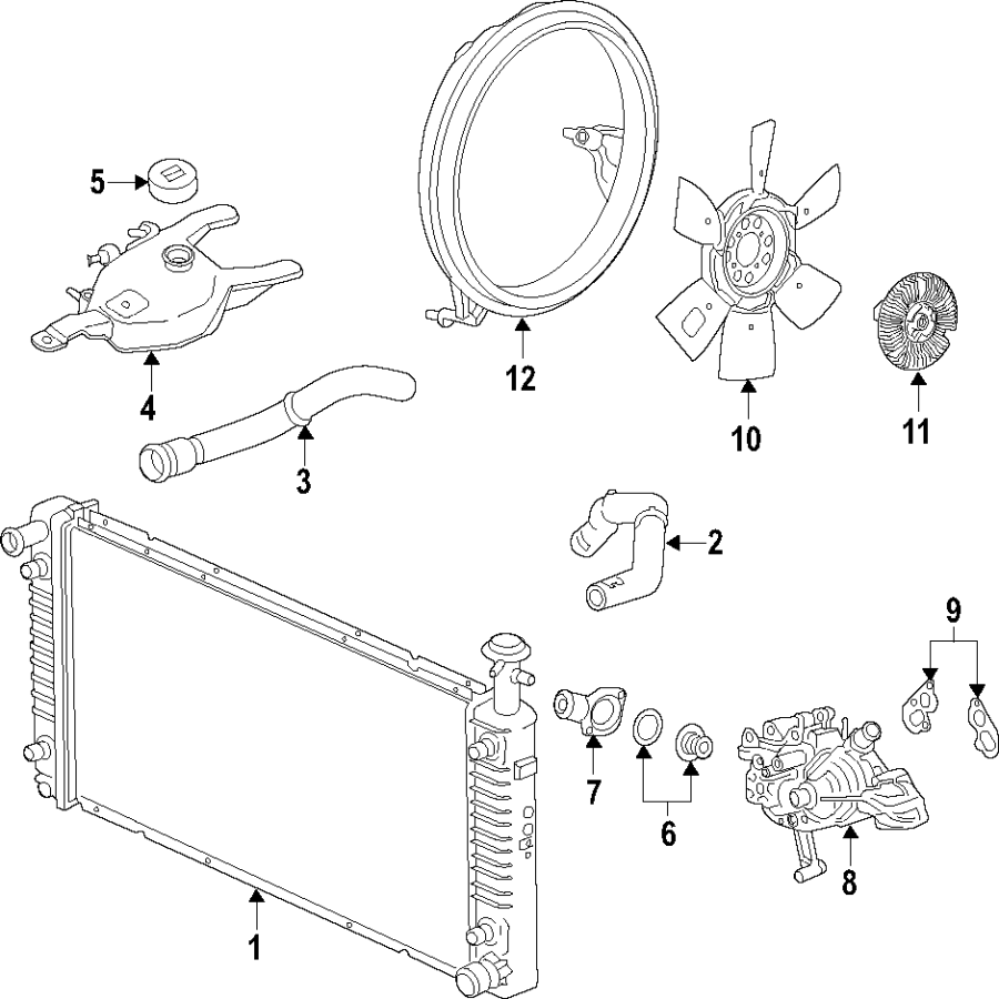 Diagram COOLING SYSTEM. COOLING FAN. RADIATOR. WATER PUMP. for your Chevrolet Express 2500  