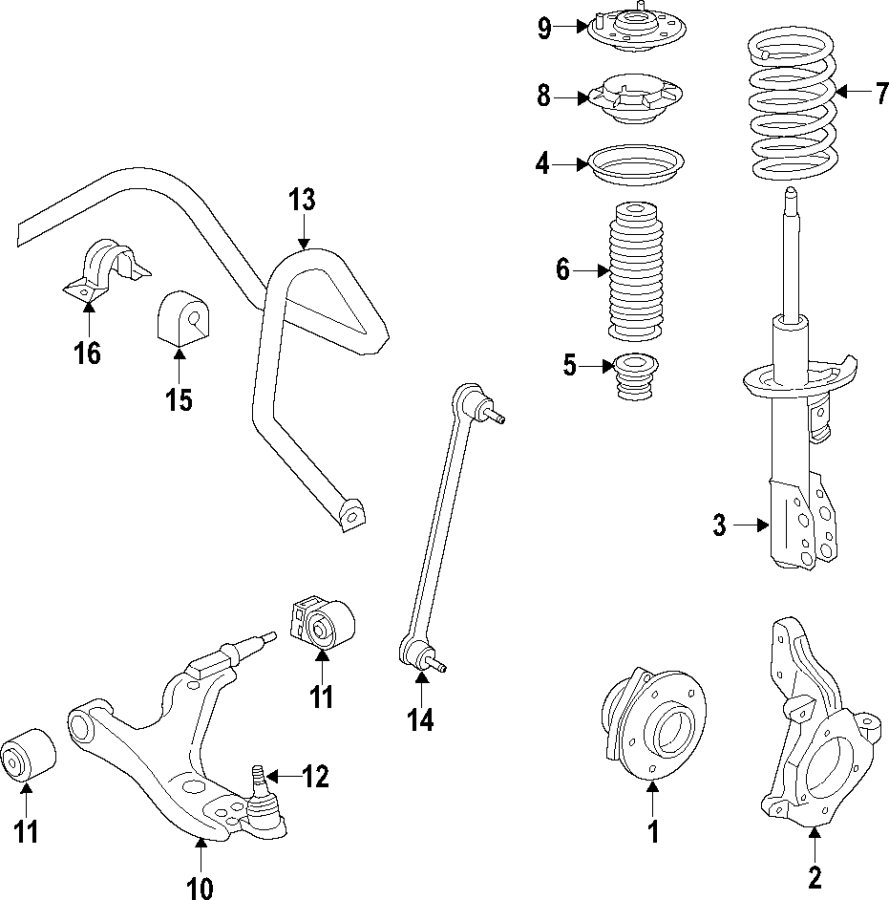 Diagram Front suspension. Lower control arm. Ride control. Stabilizer bar. Suspension components. for your 2002 GMC Sierra 2500 HD  Base Standard Cab Pickup Fleetside 