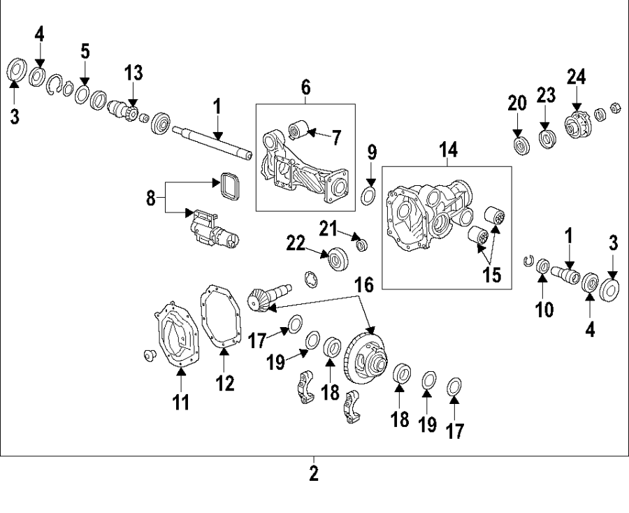 15DRIVE AXLES. AXLE SHAFTS & JOINTS. DIFFERENTIAL. FRONT AXLE. PROPELLER SHAFT.https://images.simplepart.com/images/parts/motor/fullsize/T250055.png