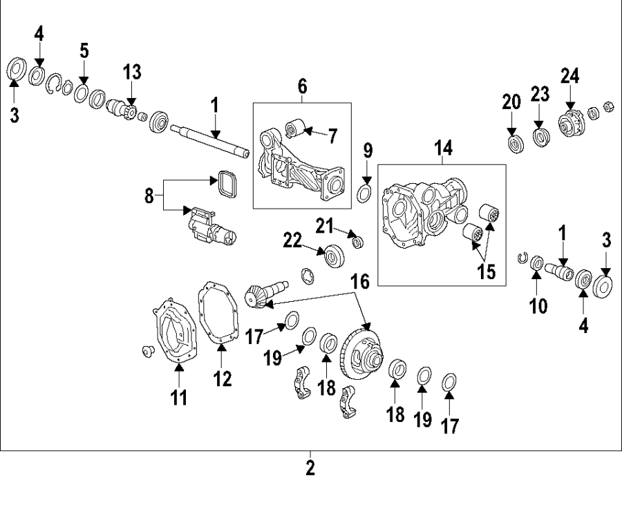 Diagram DRIVE AXLES. AXLE SHAFTS & JOINTS. DIFFERENTIAL. FRONT AXLE. PROPELLER SHAFT. for your 2004 GMC Sierra 2500 HD 6.0L Vortec V8 CNG M/T RWD SLE Crew Cab Pickup 