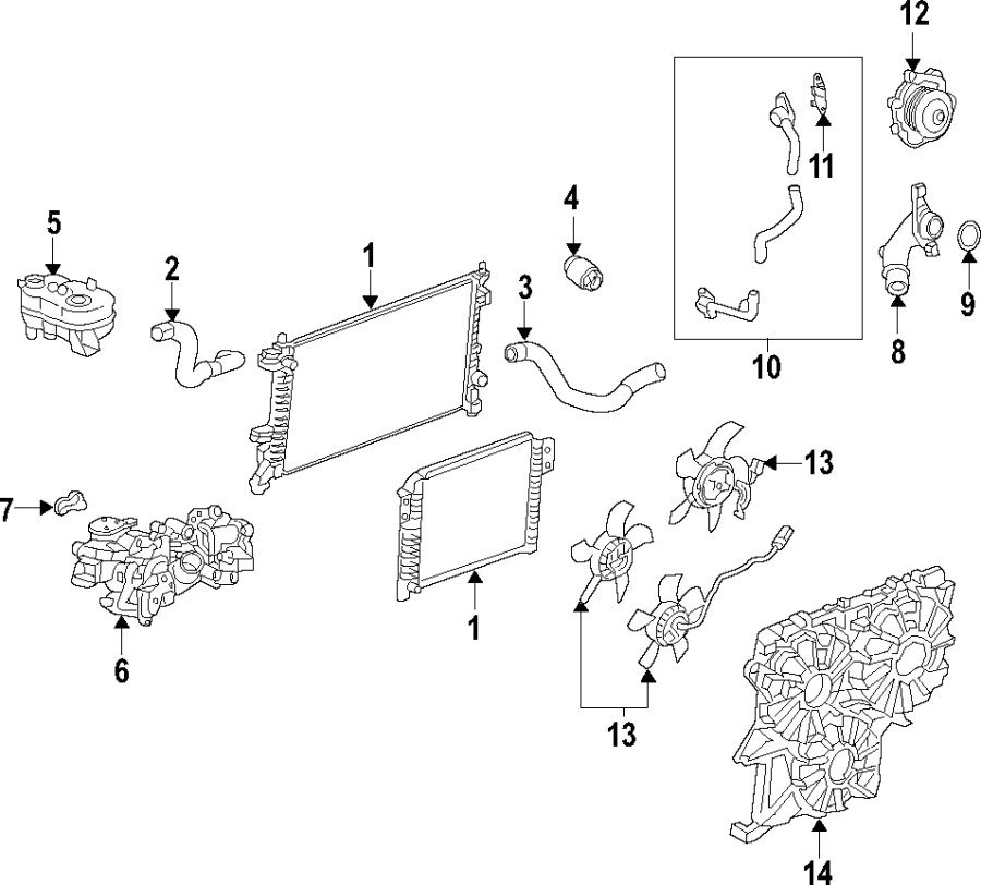 Diagram Cooling system. Cooling fan. Radiator. for your Buick