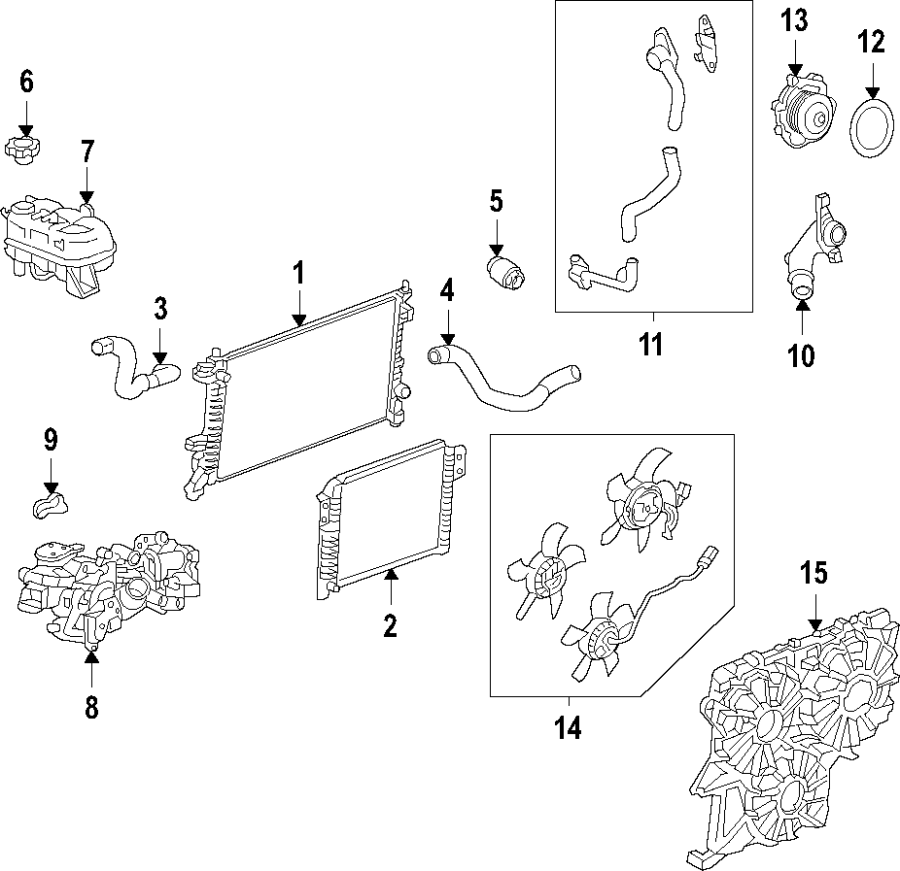 Diagram Cooling system. Cooling fan. Water pump. for your 2021 Chevrolet Silverado 1500 WT Extended Cab Pickup  