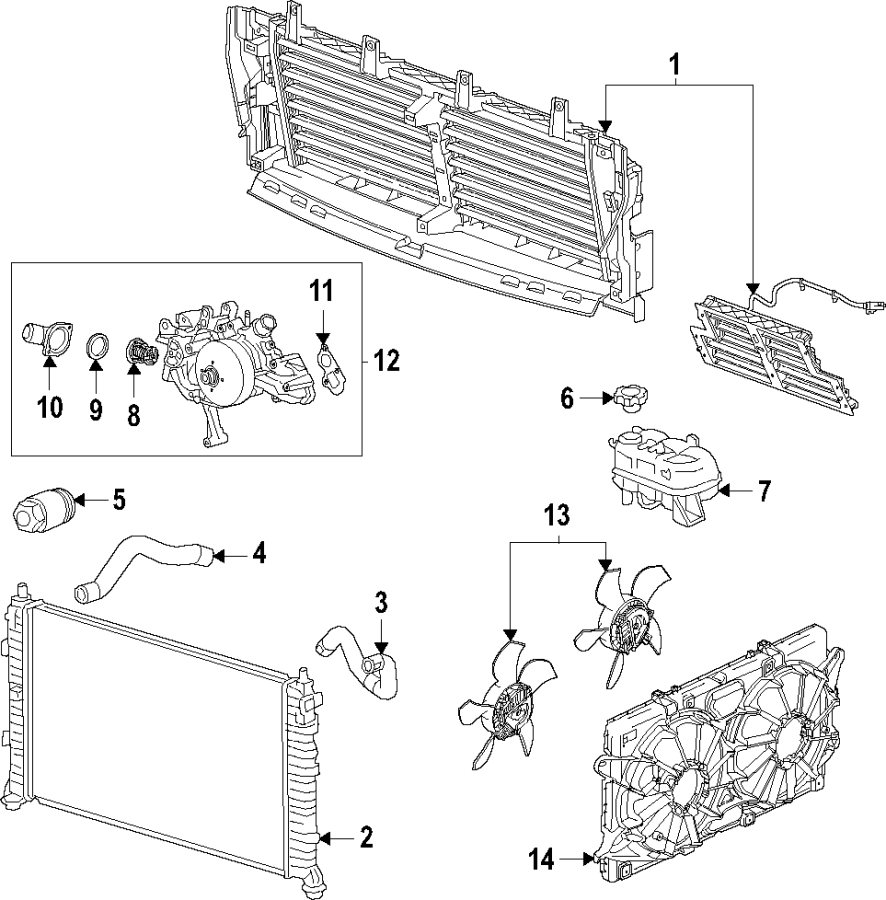 Diagram Cooling system. Cooling fan. Radiator. Water pump. for your 2011 Chevrolet Suburban 2500   