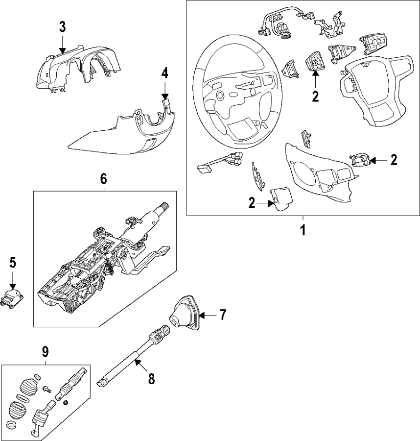 Diagram Steering column. Steering wheel. for your 2003 Chevrolet Blazer   