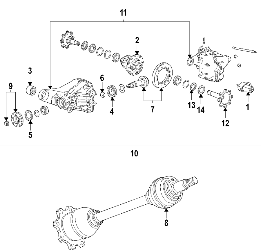 5Rear axle. Axle shafts & joints. Differential. Drive axles. Propeller shaft.https://images.simplepart.com/images/parts/motor/fullsize/T251150.png