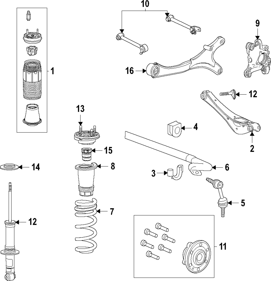 9Rear suspension. Lower control arm. Ride control. Stabilizer bar. Suspension components.https://images.simplepart.com/images/parts/motor/fullsize/T251160.png