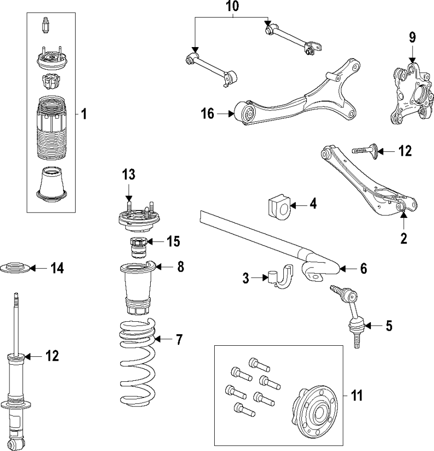 Diagram Rear suspension. Lower control arm. Ride control. Stabilizer bar. Suspension components. for your 2011 GMC Sierra 2500 HD 6.0L Vortec V8 FLEX A/T RWD SLE Crew Cab Pickup 