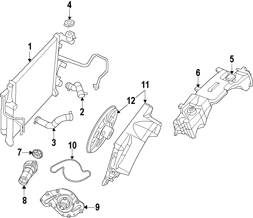 Diagram COOLING SYSTEM. COOLING FAN. RADIATOR. WATER PUMP. for your Dodge NITRO  