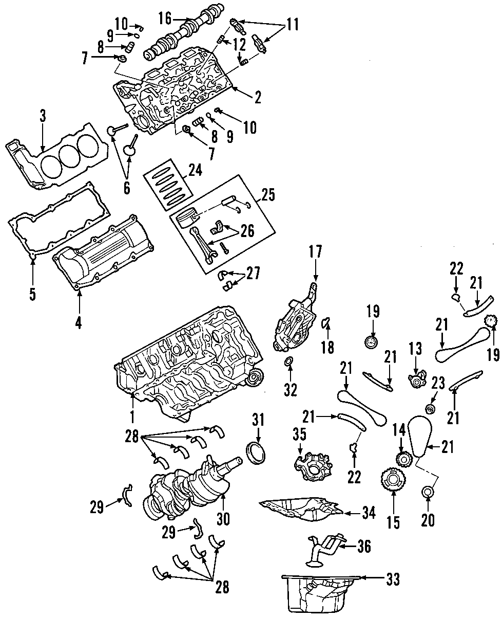 Diagram CAMSHAFT & TIMING. CRANKSHAFT & BEARINGS. CYLINDER HEAD & VALVES. LUBRICATION. MOUNTS. PISTONS. RINGS & BEARINGS. for your 2014 Ram ProMaster 3500   