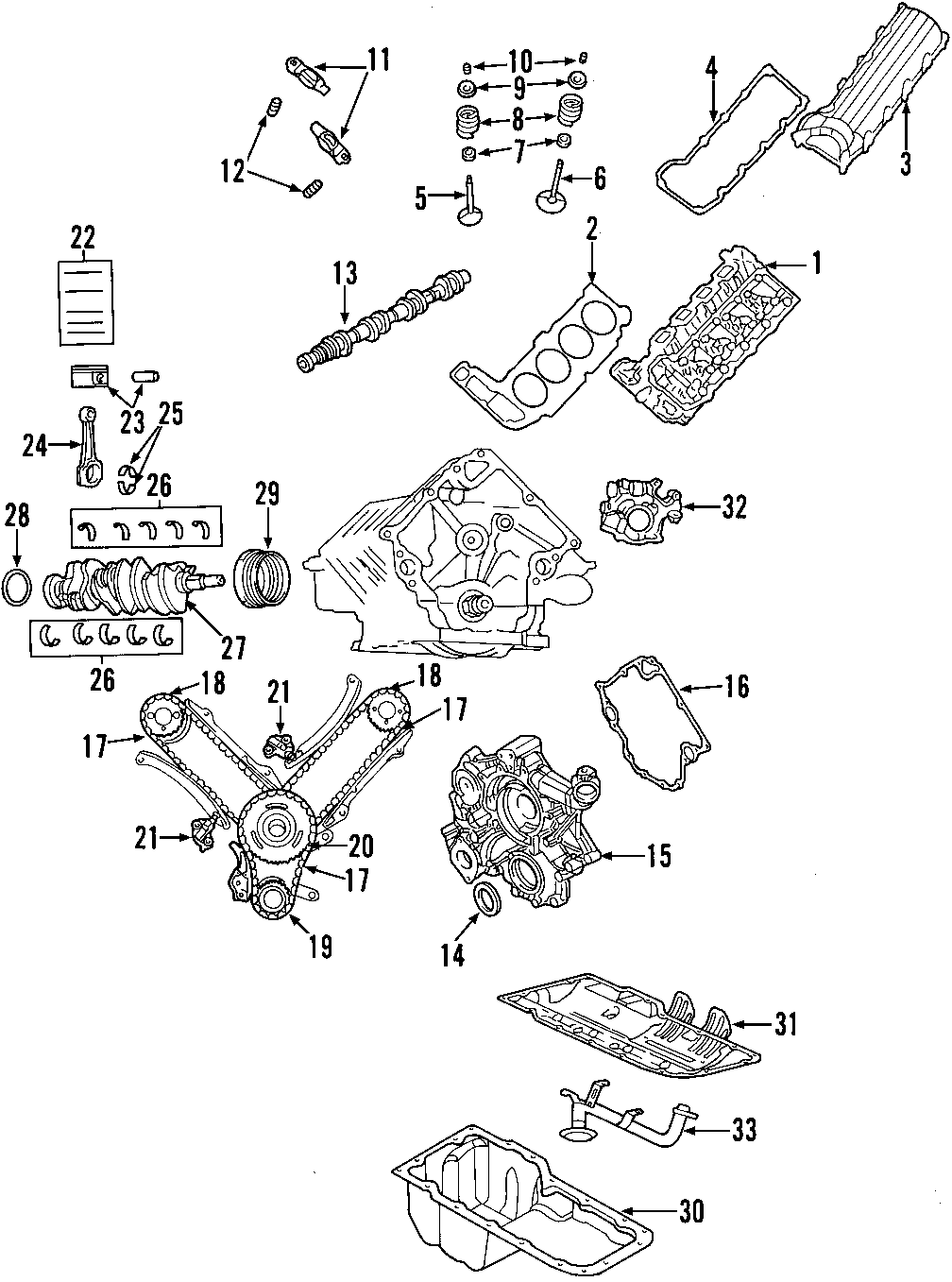 Diagram CAMSHAFT & TIMING. CRANKSHAFT & BEARINGS. CYLINDER HEAD & VALVES. LUBRICATION. MOUNTS. PISTONS. RINGS & BEARINGS. for your Dodge Dakota  