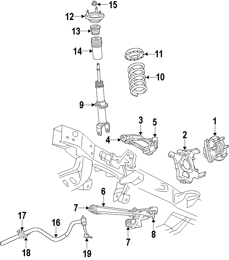 Diagram FRONT SUSPENSION. LOWER CONTROL ARM. STABILIZER BAR. SUSPENSION COMPONENTS. UPPER CONTROL ARM. for your 2020 Ram 2500 6.7L 6 cylinder DIESEL A/T 4WD Limited Crew Cab Pickup Fleetside 