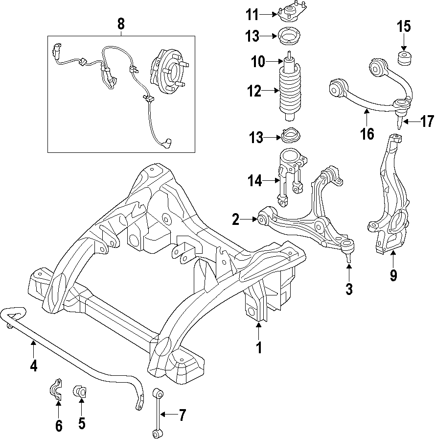 11FRONT SUSPENSION. LOWER CONTROL ARM. STABILIZER BAR. SUSPENSION COMPONENTS. UPPER CONTROL ARM.https://images.simplepart.com/images/parts/motor/fullsize/T413090.png