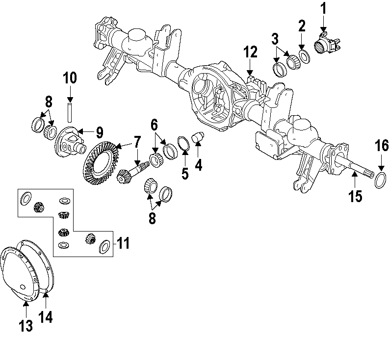 REAR AXLE. DIFFERENTIAL. PROPELLER SHAFT. Diagram