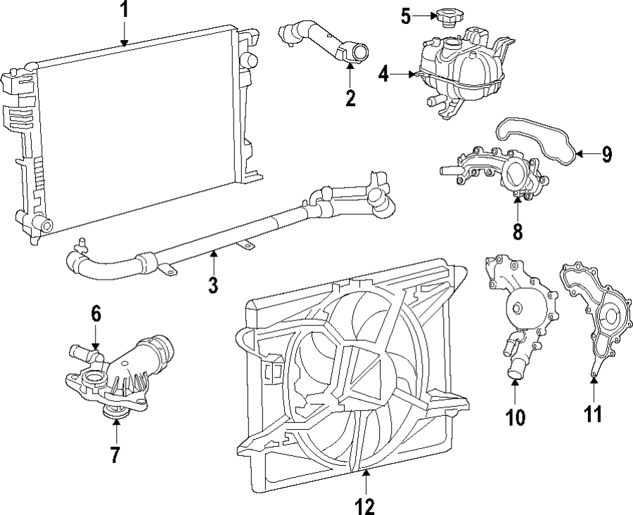 Diagram COOLING SYSTEM. COOLING FAN. RADIATOR. WATER PUMP. for your Jeep