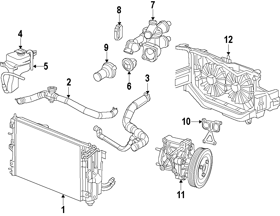 Diagram COOLING SYSTEM. COOLING FAN. RADIATOR. WATER PUMP. for your 2013 Jeep Wrangler   