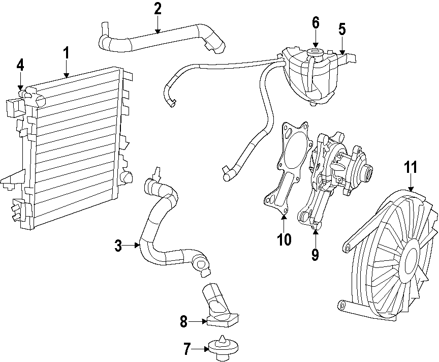 Diagram COOLING SYSTEM. COOLING FAN. RADIATOR. WATER PUMP. for your Jeep Wrangler  