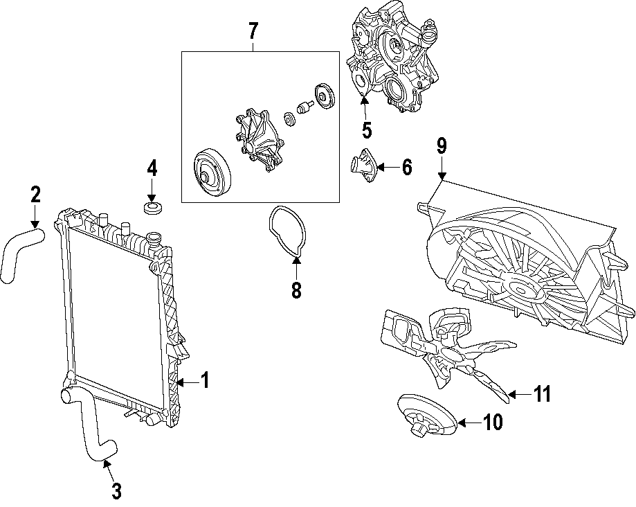 Diagram COOLING SYSTEM. COOLING FAN. RADIATOR. WATER PUMP. for your Dodge Dakota  