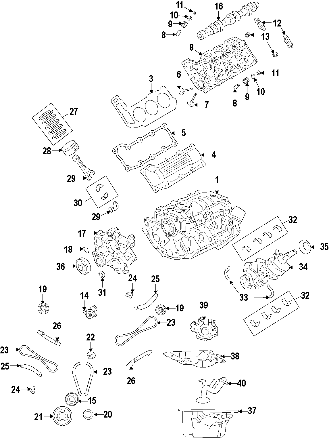 35CAMSHAFT & TIMING. CRANKSHAFT & BEARINGS. CYLINDER HEAD & VALVES. LUBRICATION. MOUNTS. PISTONS. RINGS & BEARINGS.https://images.simplepart.com/images/parts/motor/fullsize/T431030.png