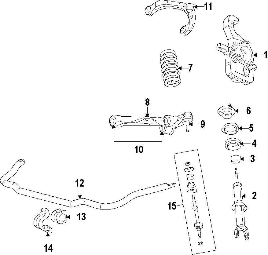 15FRONT SUSPENSION. LOWER CONTROL ARM. STABILIZER BAR. SUSPENSION COMPONENTS. UPPER CONTROL ARM.https://images.simplepart.com/images/parts/motor/fullsize/T431060.png