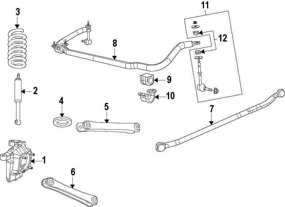 Diagram FRONT SUSPENSION. LOWER CONTROL ARM. STABILIZER BAR. SUSPENSION COMPONENTS. UPPER CONTROL ARM. for your 2014 Ram 2500 5.7L HEMI V8 A/T 4WD Big Horn Extended Crew Cab Pickup Fleetside 