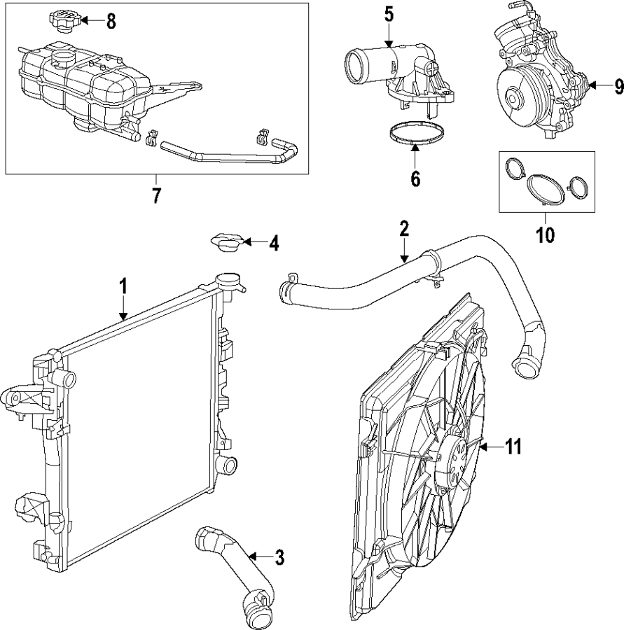 Diagram COOLING SYSTEM. COOLING FAN. RADIATOR. for your 2019 Jeep Wrangler   