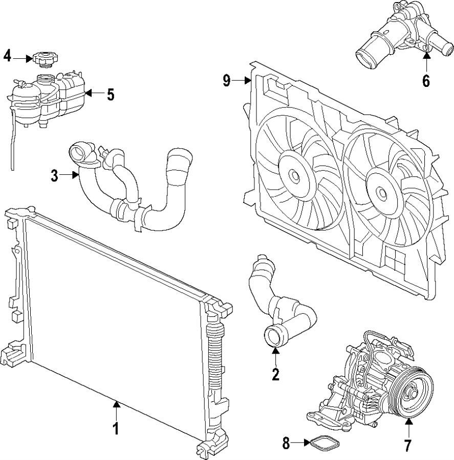 9Cooling system. Cooling fan. Radiator. Water pump.https://images.simplepart.com/images/parts/motor/fullsize/T439025.png