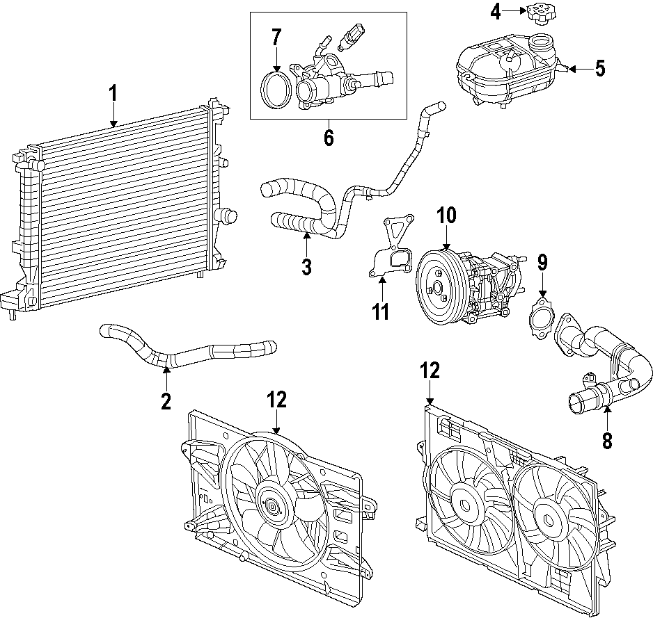 Diagram COOLING SYSTEM. COOLING FAN. RADIATOR. for your 2017 Ram ProMaster 3500   