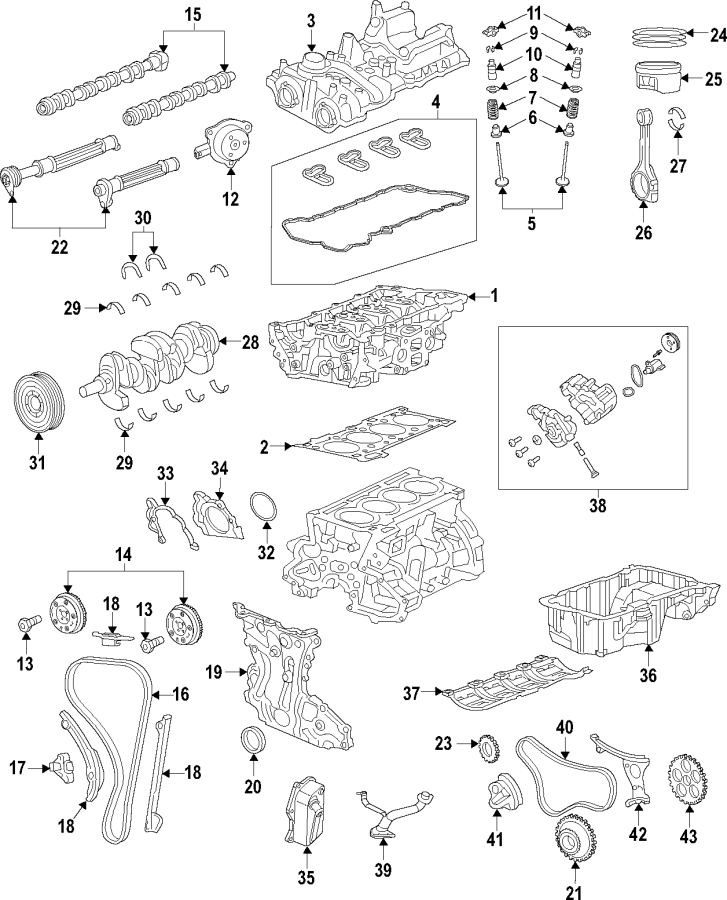 23Camshaft & timing. Crankshaft & bearings. Cylinder head & valves. Lubrication. Mounts.https://images.simplepart.com/images/parts/motor/fullsize/T439037.png