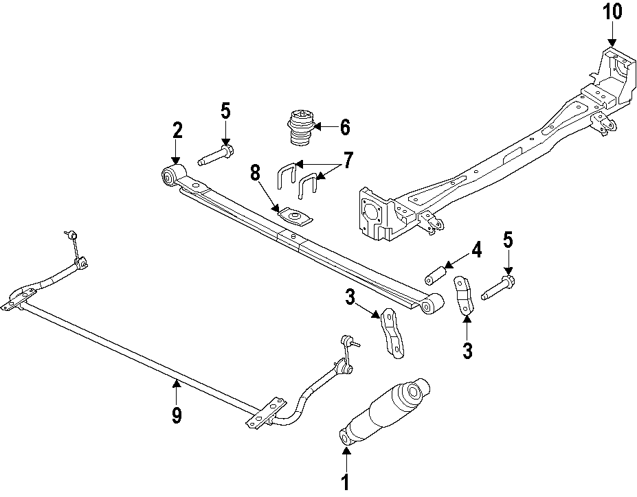 Diagram Rear suspension. Stabilizer bar. Suspension components. for your 2016 Ram ProMaster 1500   