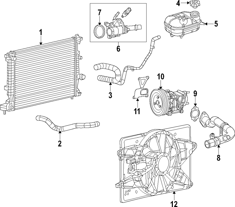 Diagram COOLING SYSTEM. COOLING FAN. RADIATOR. for your Jeep Wrangler  