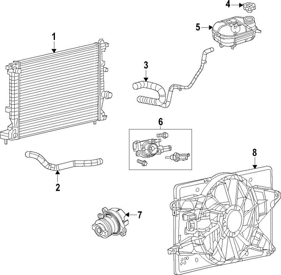 Diagram Cooling system. Cooling fan. Water pump. for your Jeep Renegade  