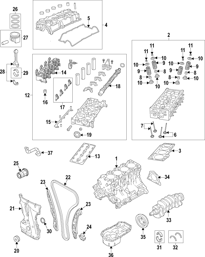 Diagram Camshaft & timing. Crankshaft & bearings. Cylinder head & valves. Lubrication. Mounts. Pistons. Rings & bearings. for your Jeep Renegade  