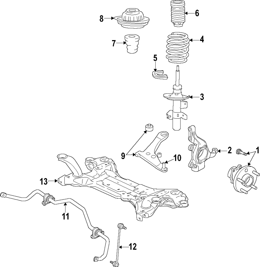 Diagram FRONT SUSPENSION. LOWER CONTROL ARM. STABILIZER BAR. SUSPENSION COMPONENTS. for your Jeep Renegade  