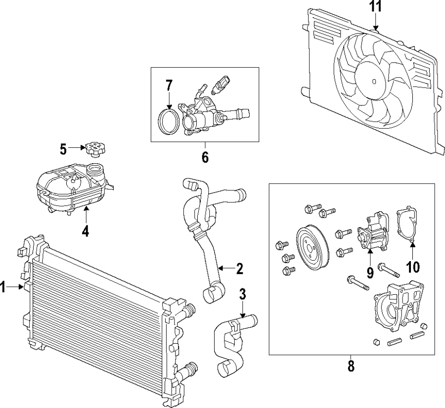 Diagram COOLING SYSTEM. COOLING FAN. RADIATOR. WATER PUMP. for your 2017 Ram ProMaster 3500   