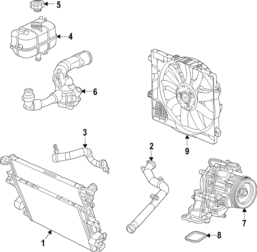 Diagram COOLING SYSTEM. COOLING FAN. RADIATOR. WATER PUMP. for your Jeep Wrangler  