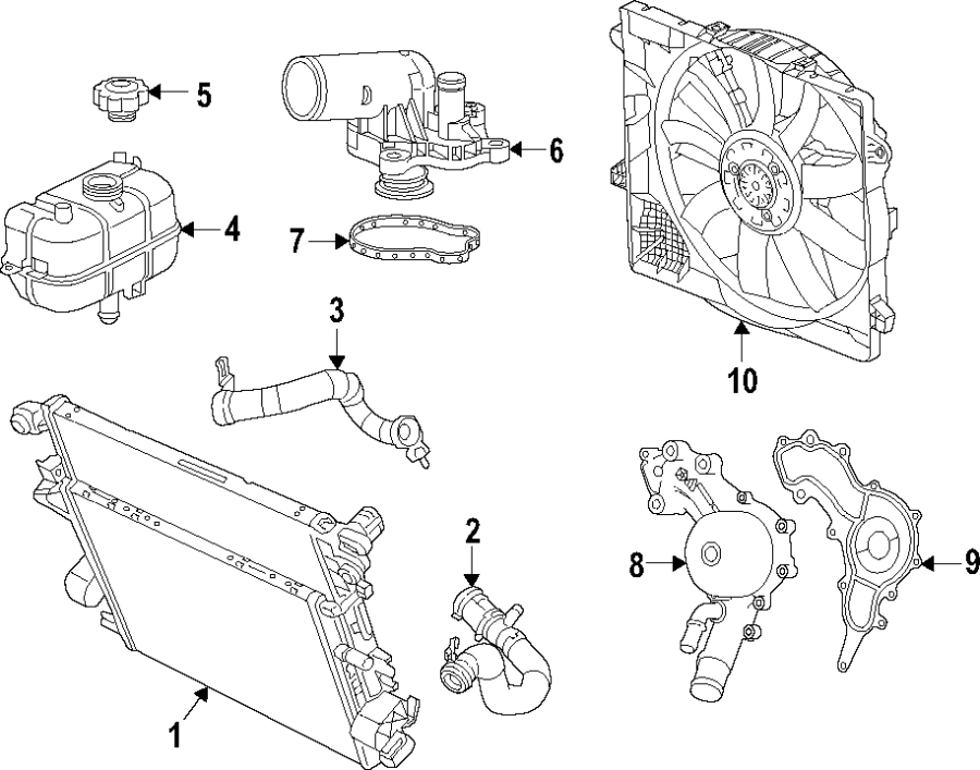 Diagram Cooling system. Cooling fan. Water pump. for your Jeep Wrangler  