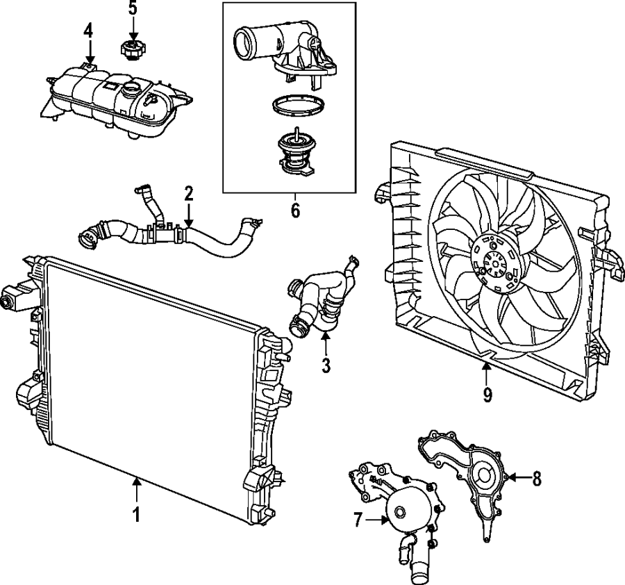 Diagram COOLING SYSTEM. COOLING FAN. RADIATOR. WATER PUMP. for your Ram 1500  