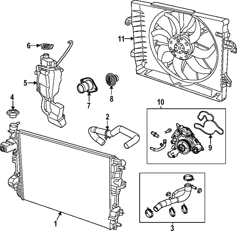 Diagram COOLING SYSTEM. COOLING FAN. RADIATOR. WATER PUMP. for your 2022 Ram 1500  Rebel Crew Cab Pickup Fleetside 