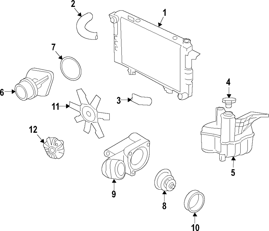 Diagram Cooling system. Cooling fan. Water pump. for your 2018 Ram 2500 6.7L 6 cylinder DIESEL M/T RWD Tradesman Crew Cab Pickup Fleetside 