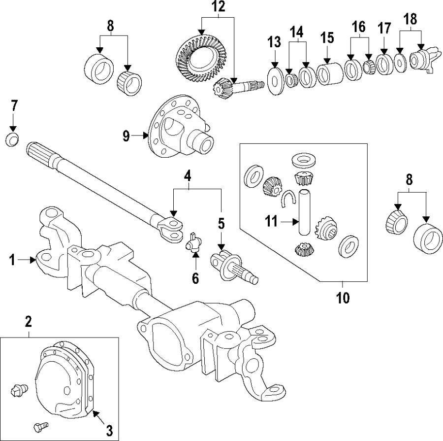 Diagram DRIVE AXLES. DIFFERENTIAL. FRONT AXLE. PROPELLER SHAFT. for your Ram 2500  