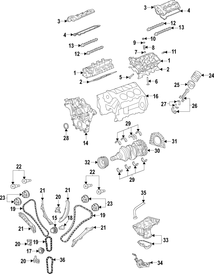 Diagram Camshaft & timing. Crankshaft & bearings. Cylinder head & valves. Lubrication. Mounts. Pistons. Rings & bearings. for your Ram ProMaster 3500  