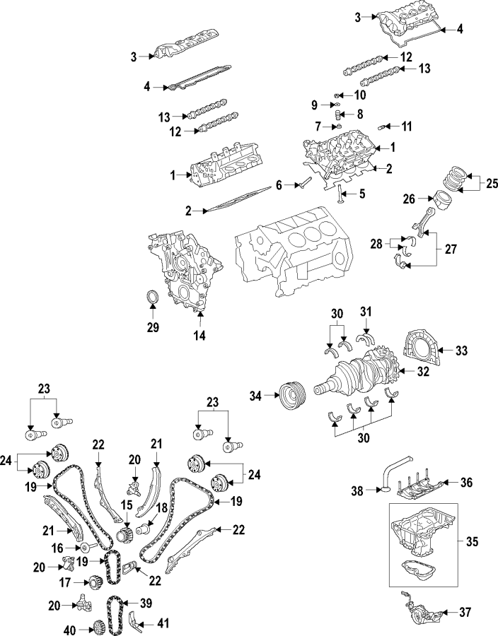 Diagram Camshaft & timing. Crankshaft & bearings. Cylinder head & valves. Lubrication. Mounts. Pistons. Rings & bearings. for your 2014 Ram ProMaster 3500   