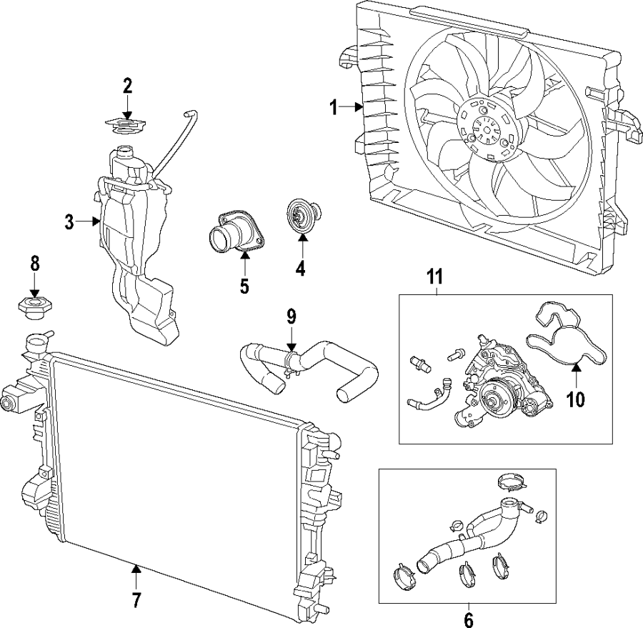 1Cooling system. Cooling fan. Radiator. Water pump.https://images.simplepart.com/images/parts/motor/fullsize/T454030.png