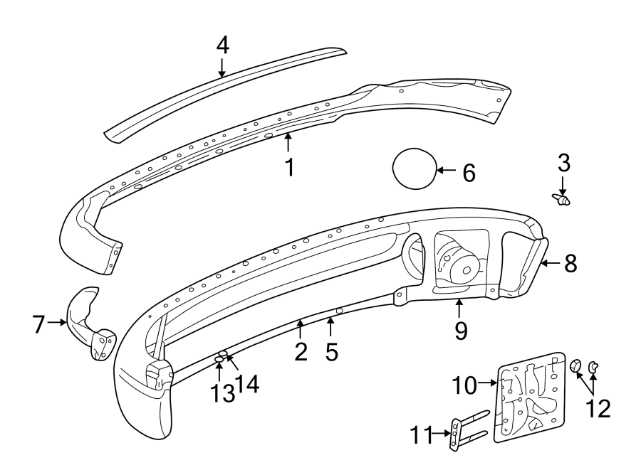 Diagram FRONT BUMPER. BUMPER & COMPONENTS. for your 2004 Chrysler Town & Country   