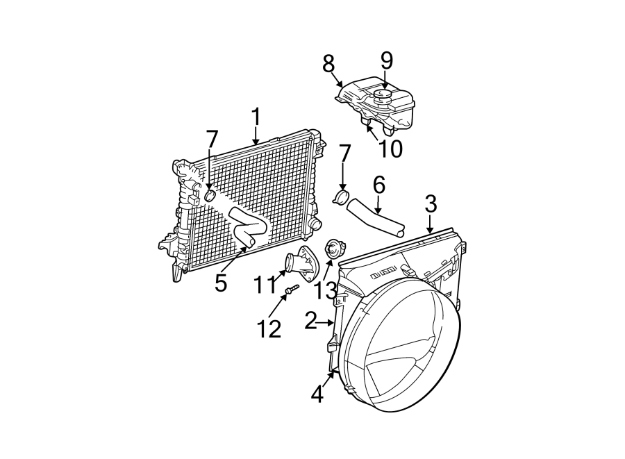 Diagram RADIATOR & COMPONENTS. for your 2013 Jeep Wrangler   