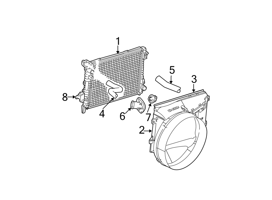 Diagram RADIATOR & COMPONENTS. for your 2016 Ram 2500 6.7L 6 cylinder DIESEL M/T RWD Tradesman Crew Cab Pickup Fleetside 