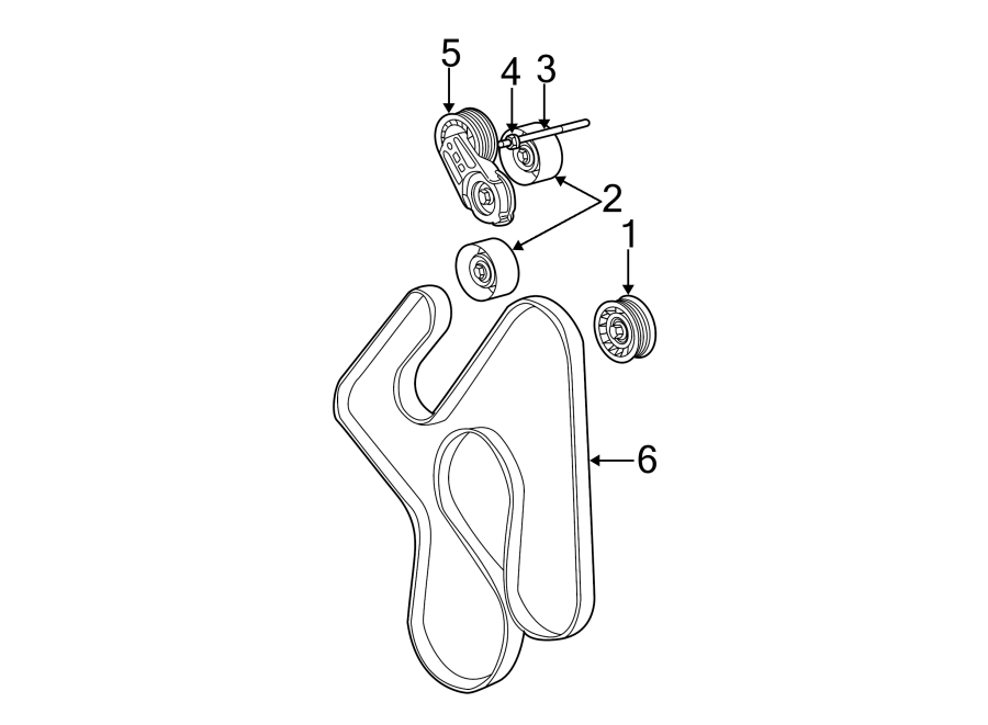 Diagram BELTS & PULLEYS. for your 2021 Jeep Wrangler   